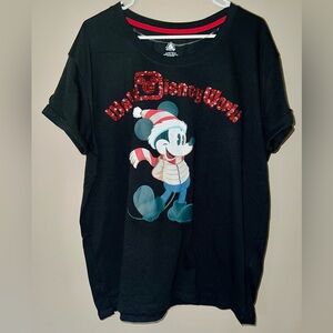 Disney Parks WDW Christmas Mickey Mouse Sequined T-shirt Women’s Sz 1X NWOT